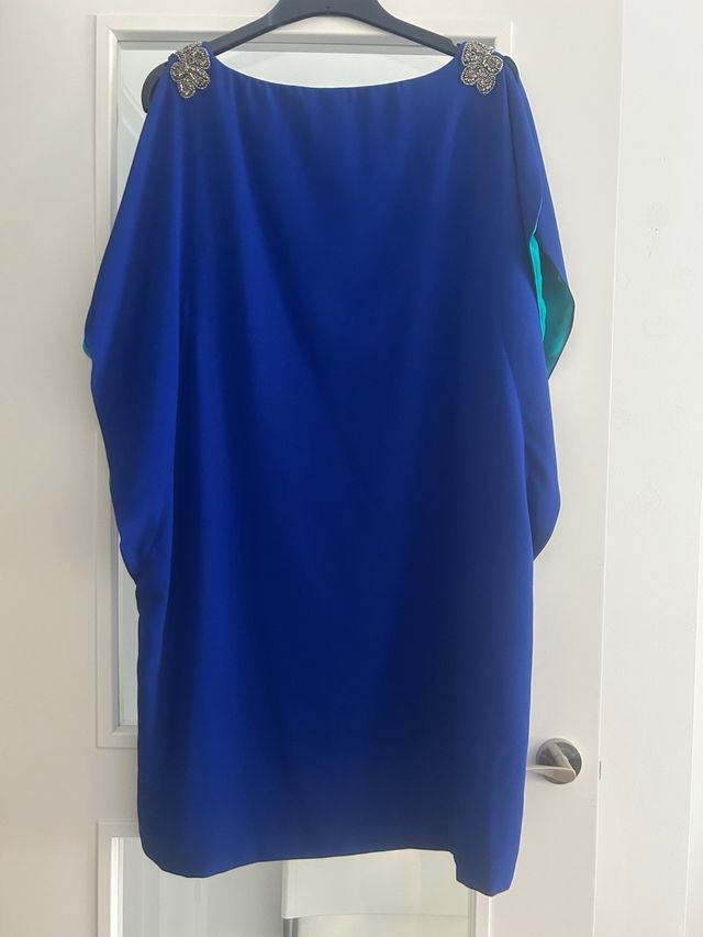 Vestido fiesta azul y turquesa