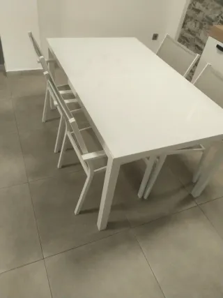 Mesa de comedor blanca para exterior