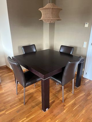 Set di 4 sedie da pranzo in pelle marrone