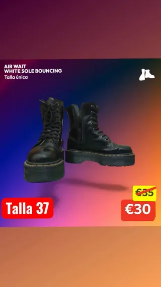 Botines plataforma suela blanca talla 37
(Unitalla