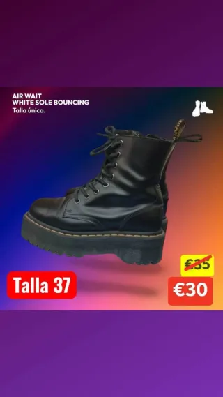 Botines plataforma suela blanca talla 37
(Unitalla