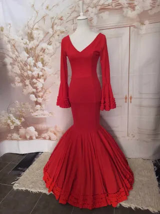 Vestido Flamenca Rojo Largo