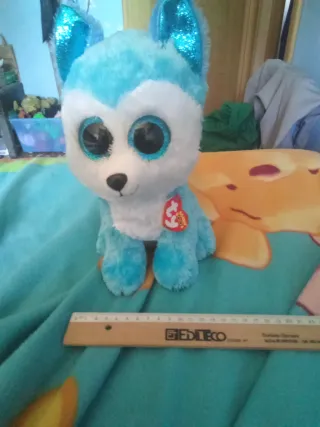 Peluche cane blu morbido per bambini
