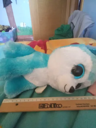 Peluche cane blu morbido per bambini