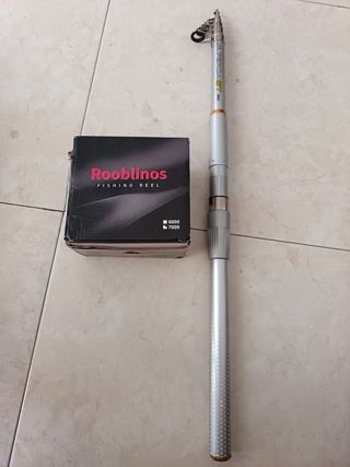 Caña de pescar 360 telescópica con carrete 7000