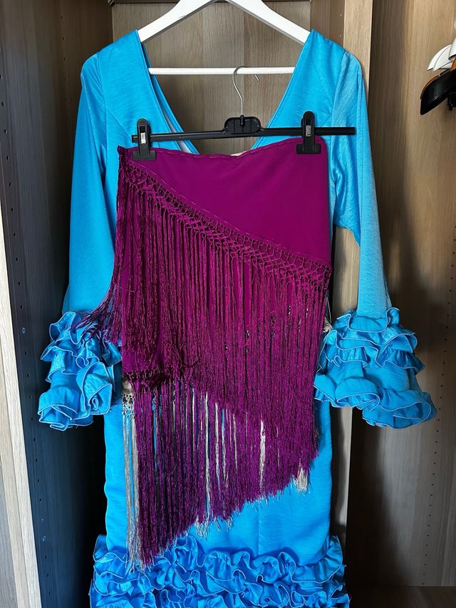 Mantoncillo Flamenco Morado y Azul