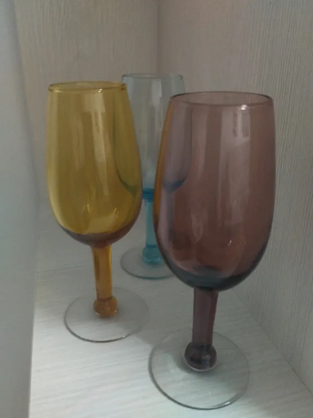 Set 3 Copas Chupito Cristal Colores, a tres euros