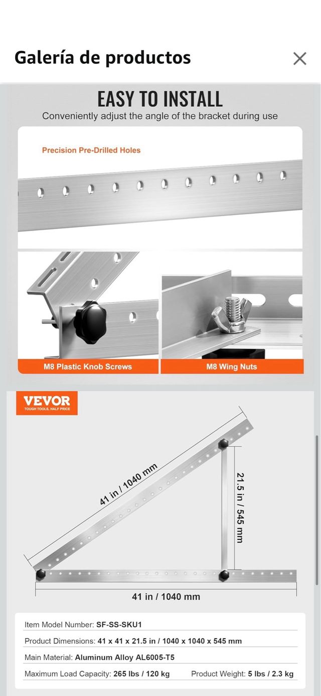 Soportes VEVOR para paneles solares