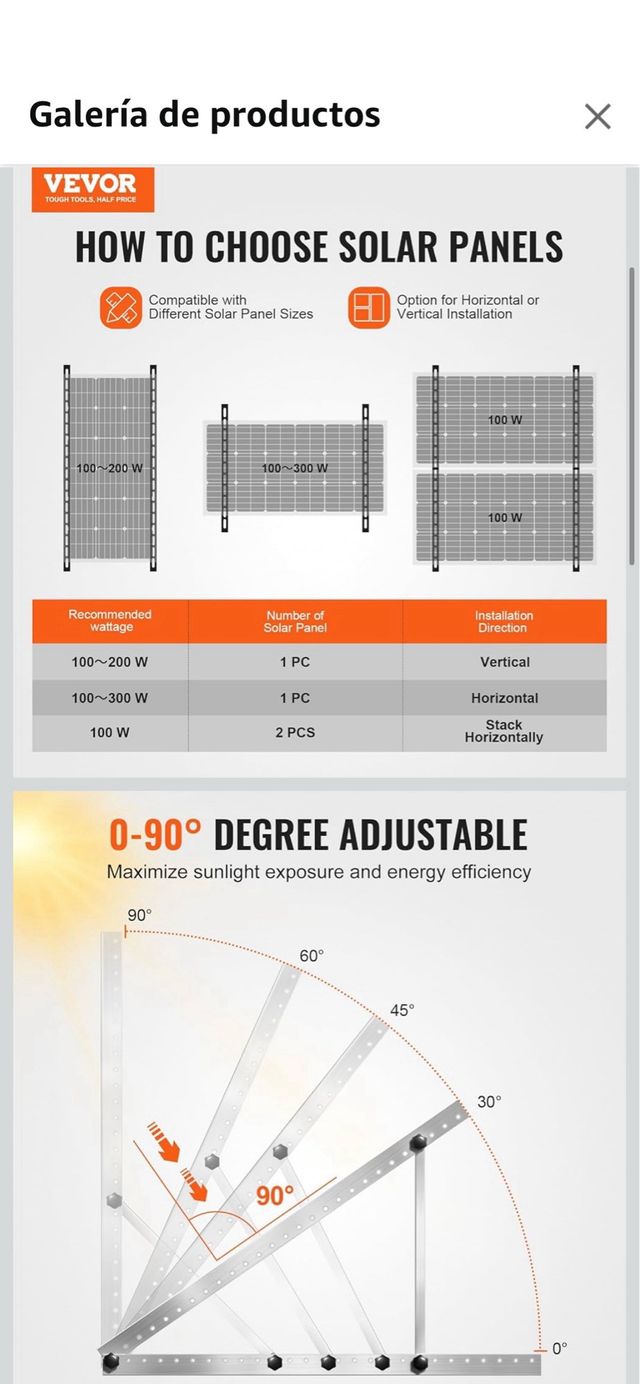 Soportes VEVOR para paneles solares