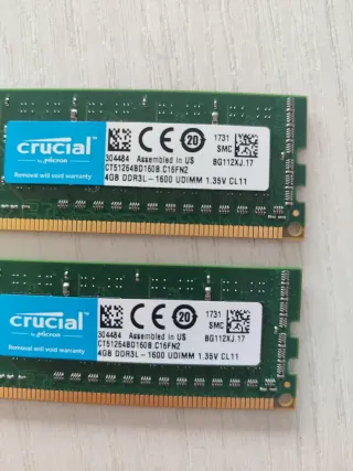 2x 4GB DDR3 Crucial RAM Módulos