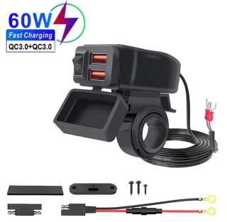Cargador USB Doble Moto con interruptor