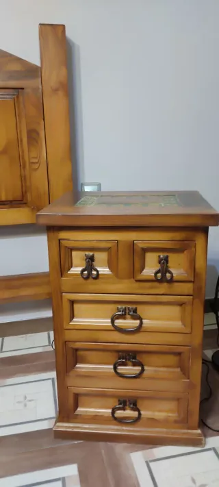 Mesitas de noche rústicas madera y cerámica
