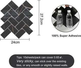 10 Baldosas Adhesivas Metal 61x25cm