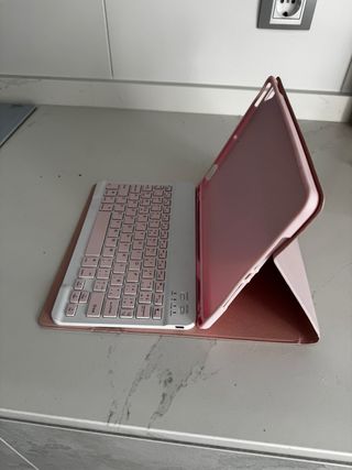Teclado iPad Rosa y Plateado Bluetooth 
