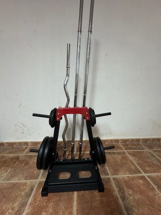 Soporte para barras y discos de gimnasio