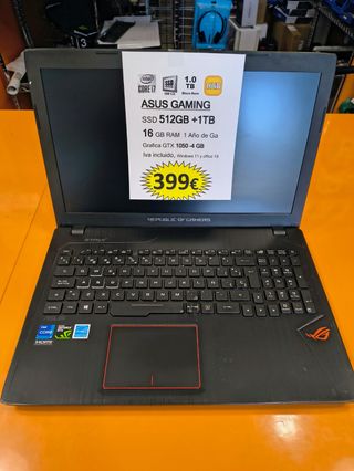 Portátil Asus Gaming i7 16GB RAM 512GB SSD + 1TB