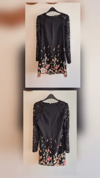 Vestido negro con flores 