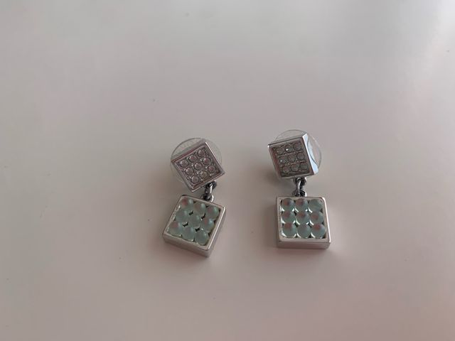 Pendientes Swarovski Cuadrados Azules y Plateados
