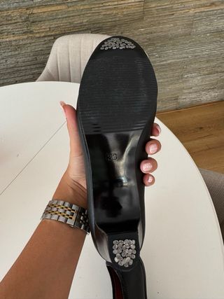 Zapatos Baile Flamenco Piel Negros Tacón con Clavo