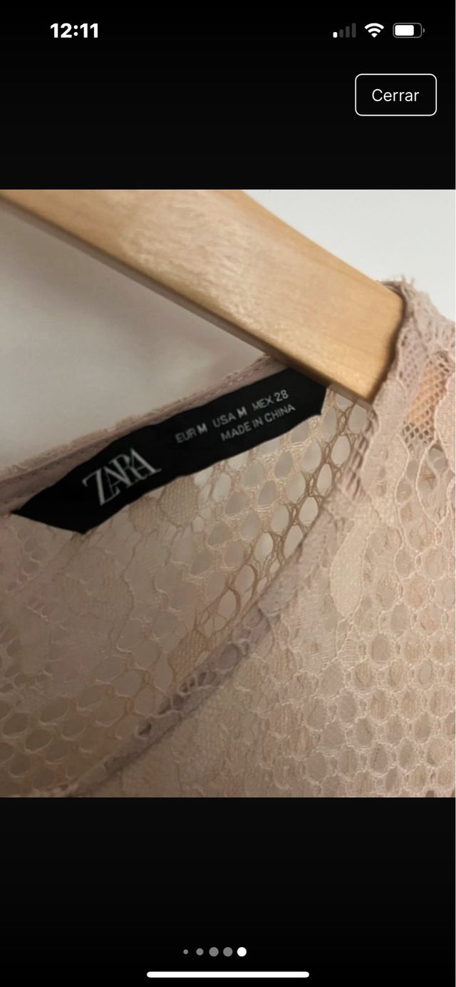 Vestido Zara Nude Encaje y Plisado