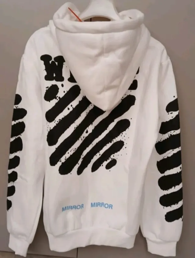 Felpa Off-White Mirrow Bianca M Hoodie Logo Spray