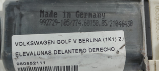 ELEVALUNAS DELANTERO DERECHO VOLKSWAGEN GOLF V BE