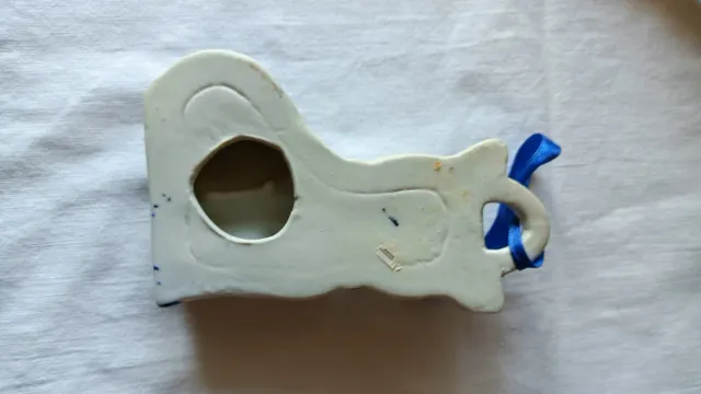 Gatto in ceramica blu e bianco