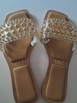 Sandalias Zara Beige y Doradas