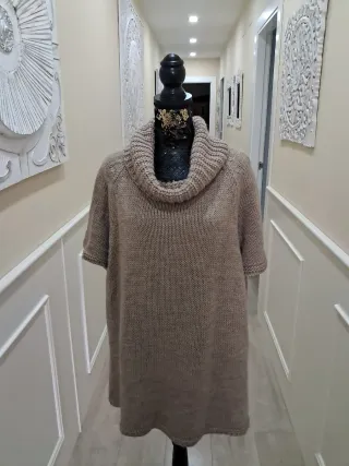 Jersey mujer cuello alto beige talla L
