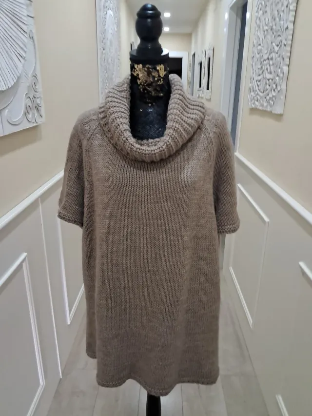 Jersey mujer cuello alto beige talla L