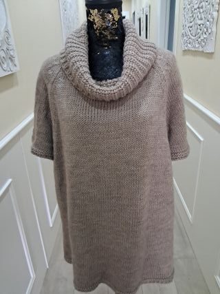 Jersey mujer cuello alto beige talla L