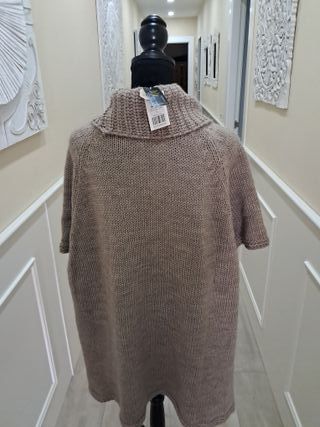 Jersey mujer cuello alto beige talla L