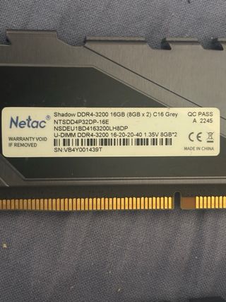 Netac Shadow DDR4 16GB (2x8GB) 3200MHz