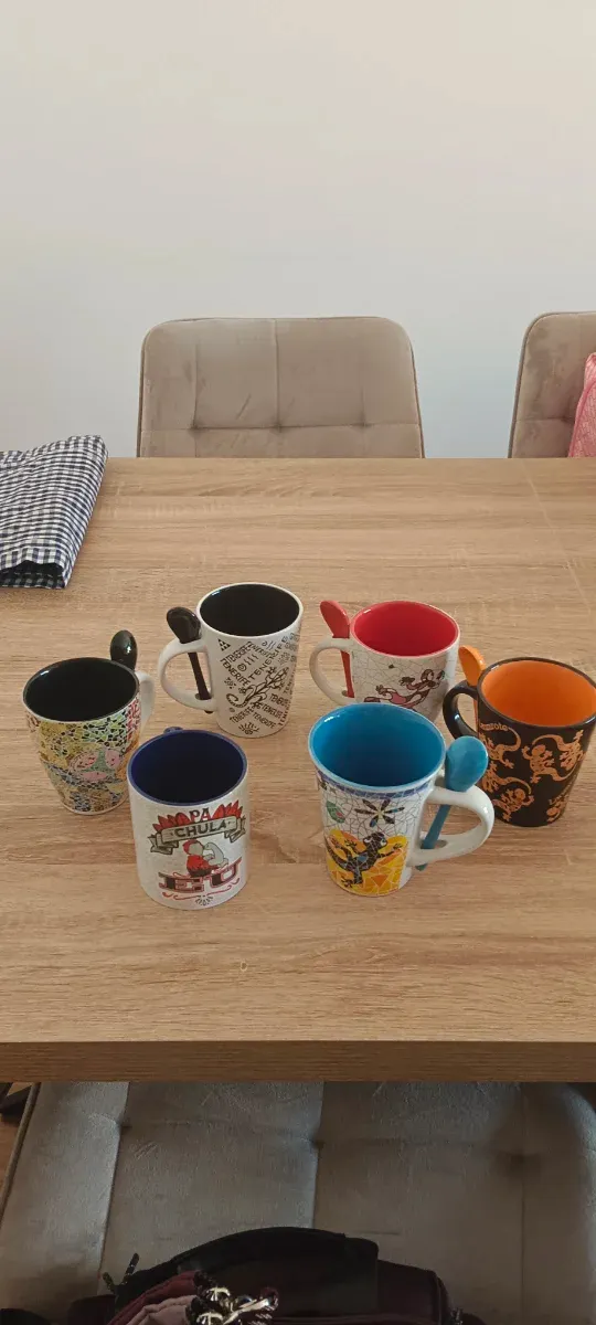 Colección 6 Tazas Cerámica con Cuchara