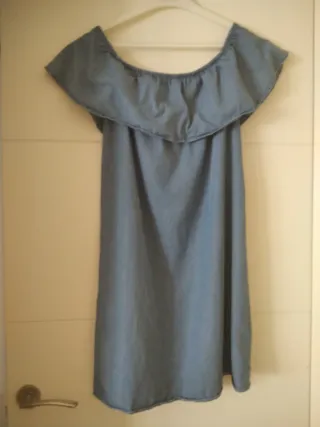 Vestido denim con volante
