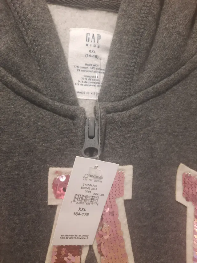 Sudadera GAP niña gris lentejuelas talla 14-16
