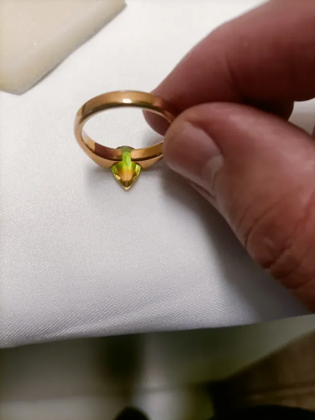 Anillo Acero Inoxidable Bisutería Verde Dorado