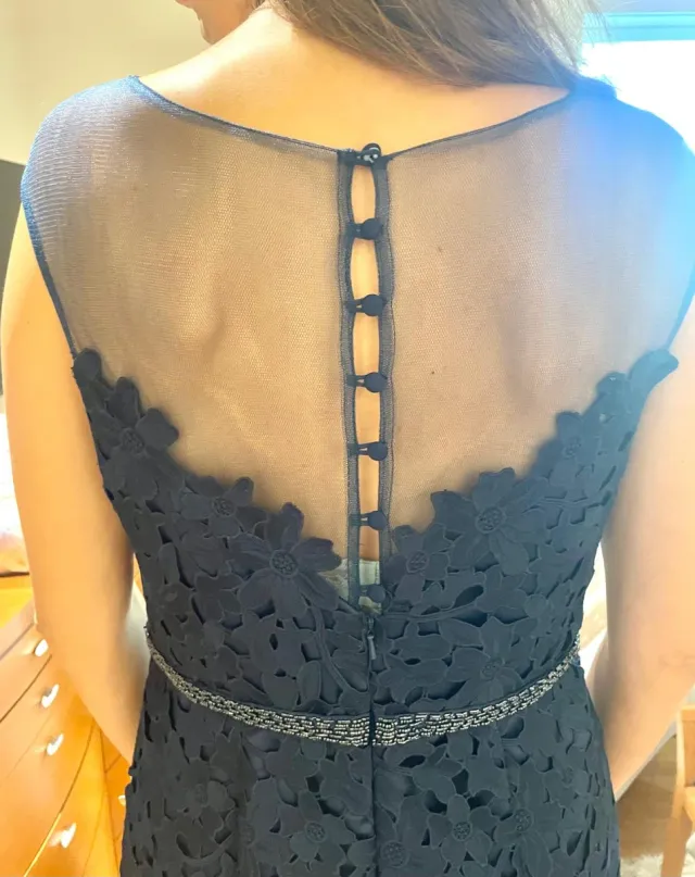 Vestido fiesta azul marino con chaquetilla