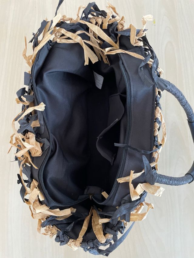Bolso capazo de rafia tejido con flecos NUEVO