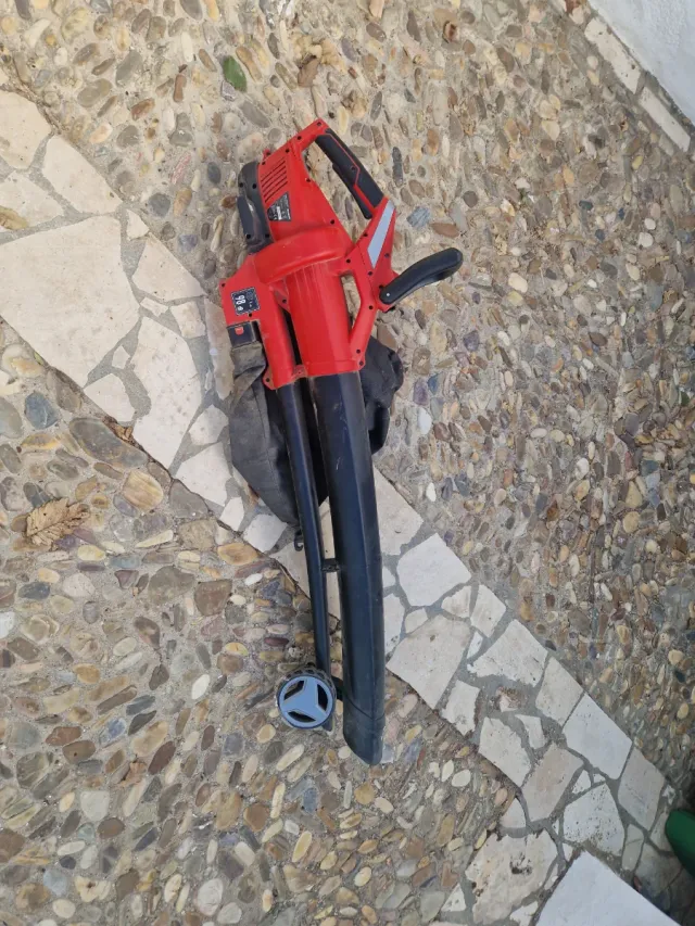 Soplador de hojas Einhell rojo con dos baterías