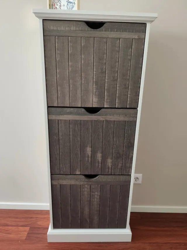 Zapatero Rústico Madera Gris y blanco