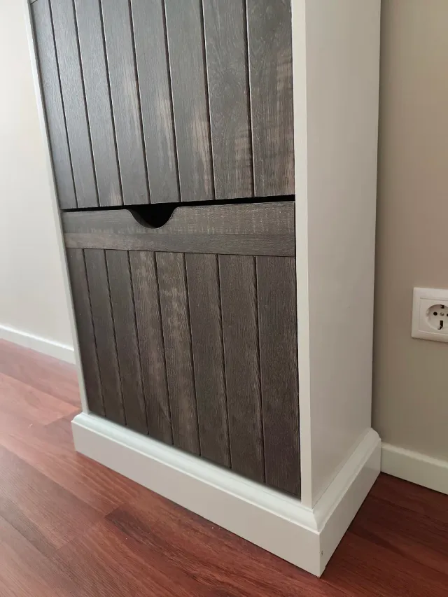 Zapatero Rústico Madera Gris y blanco