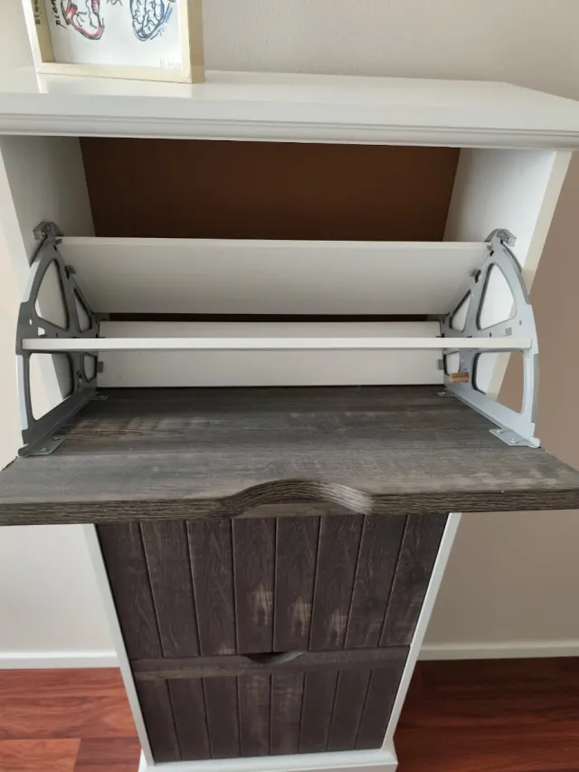 Zapatero Rústico Madera Gris y blanco