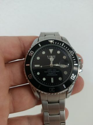Reloj LIGE de cuarzo plateado y negro