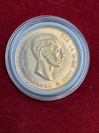 Moneda 25 Pesetas Alfonso XII 1890 Oro