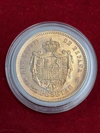 Moneda 25 Pesetas Alfonso XII 1890 Oro