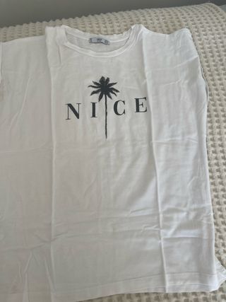 Camiseta Mango Blanca Talla XS Palmera