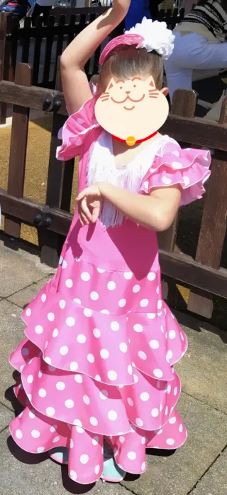 Vestido Flamenca Rosa Lunares