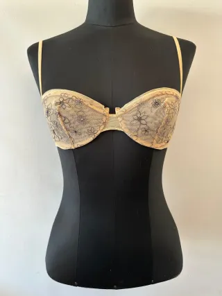 Sujetador La Perla Beige y Negro Encaje