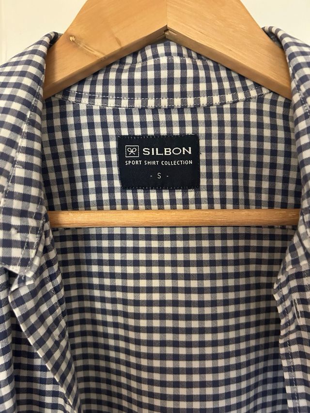 Camisa Silbon cuadros azul y blanco